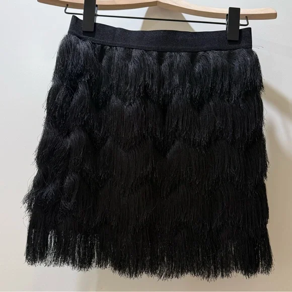 Black Fringe Mini Skirt Flapper Style - Picture 6 of 8